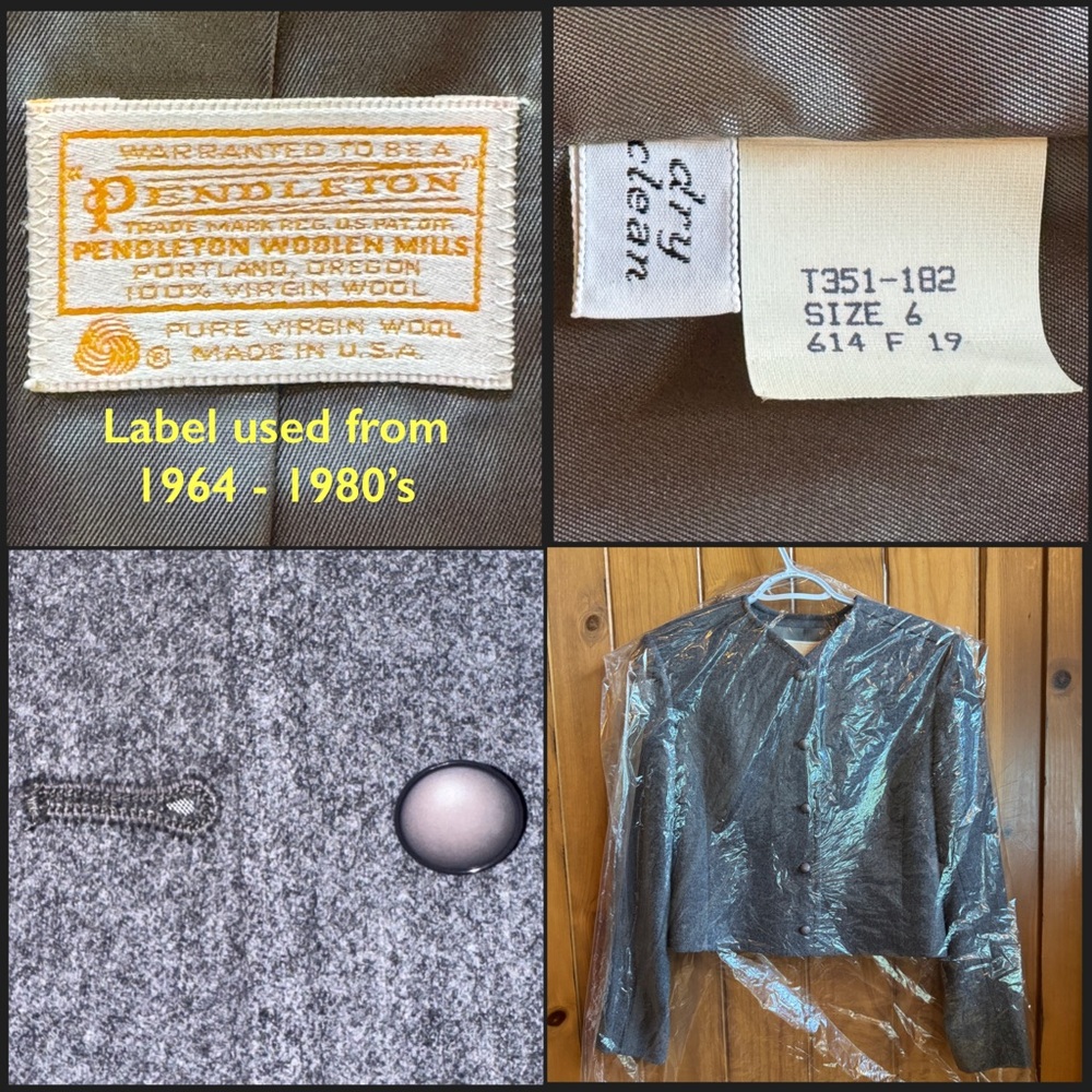 Pendleton Vintage Gray Lined Cropped Wool Blazer … - image 7